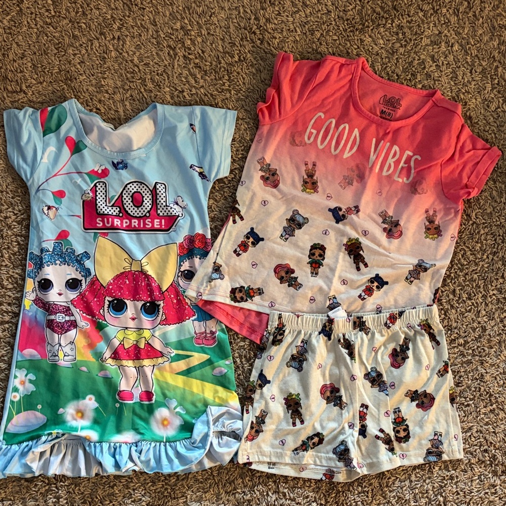L.O.L. Surprise! Nightgown and Pajama Set - Blue, Red, and Pink